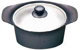 柳宗理　南部鉄器　鉄鍋（ステンレス蓋付）　深型　２２cm