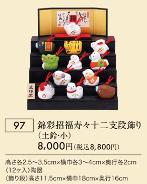 錦彩招福寿々十二支段飾り 土鈴 小