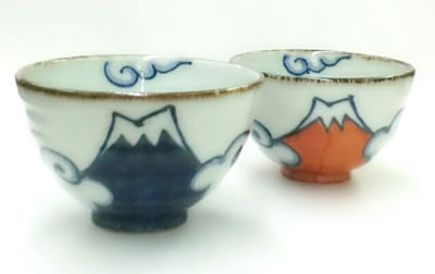 青の富士山　大　茶碗