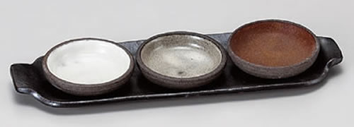 三ツ組小皿(白) 土物